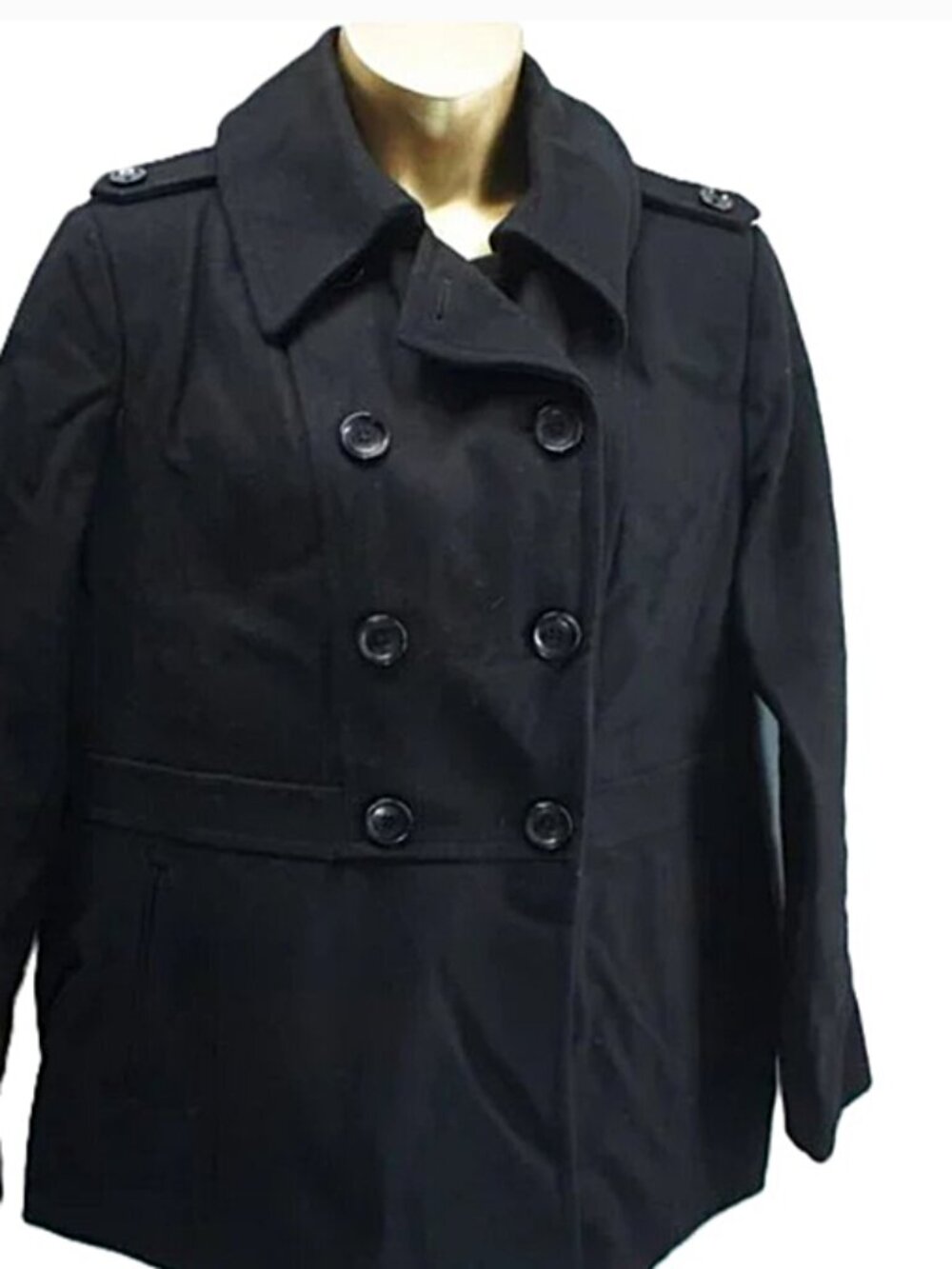 Michael Kors Women Black Peacoat Double Breasted Wool size XL
